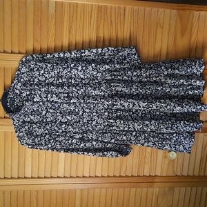 J.Crew Re-Imagine Black and White Floral Inseam Pockets Ruffle Collar Dress XS